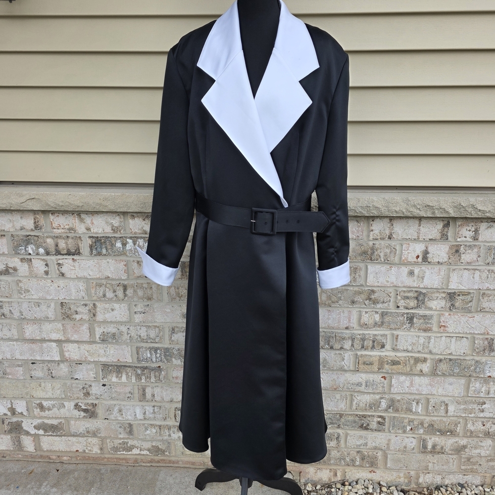 Vintage Caron Chicago Black & White Belted Dress | Made in USA | Size Medium